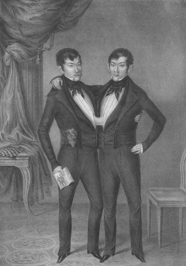 Chang and Eng Bunker - Siamese Twins Portrait  Drawing by War Is Hell Store