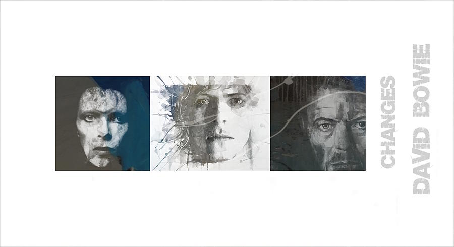 Changes David Bowie Triptych Mixed Media by Paul Lovering