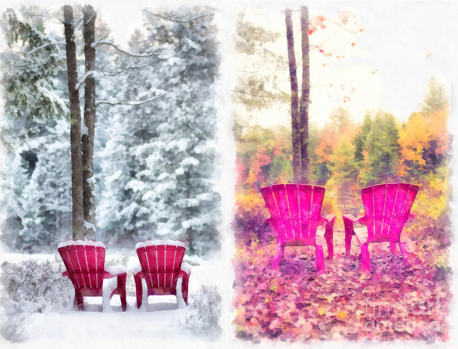 Changing Seasons Anderson Pond Eastman Grantham New Hampshire Digital Art by Edward Fielding