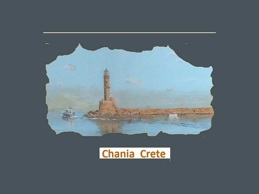 Chania Harbour t-shirt Painting by David Capon