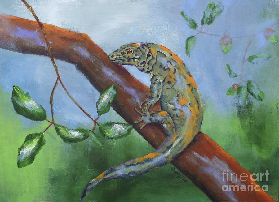 Reptile Painting - Channel Islands Night Lizard by Stacey Best
