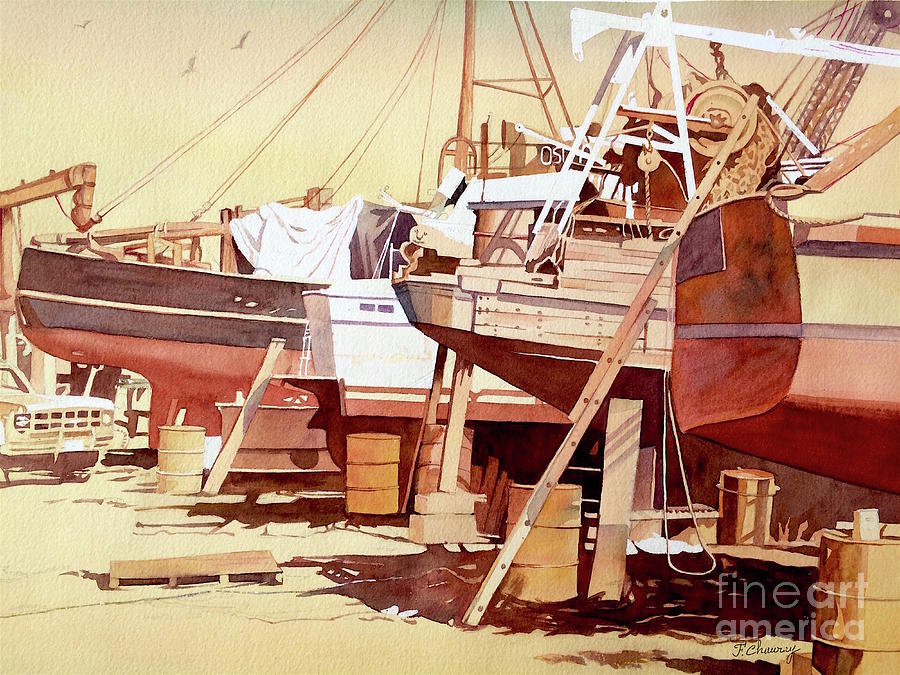 Chantier Naval Painting by Francoise Chauray