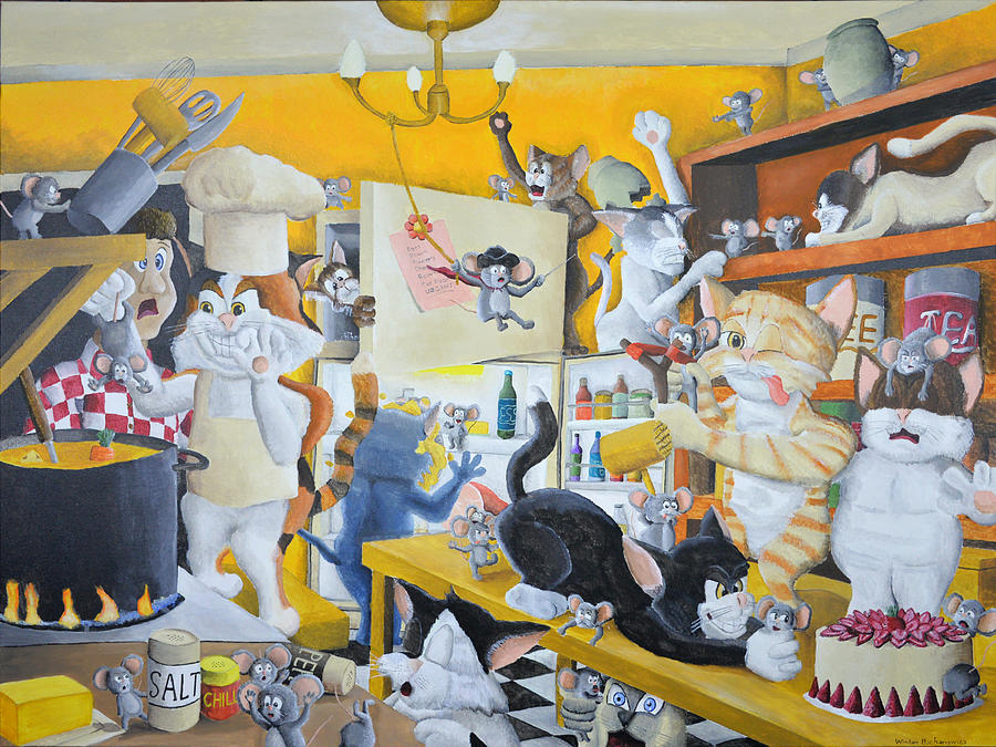 Chaos in the Kitchen Painting by Winton Bochanowicz