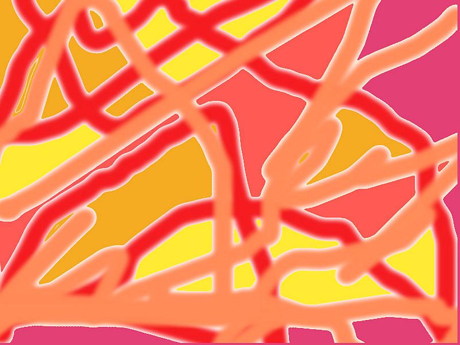 Chaos into Form Design Red Pink Multi Digital Art by Julia Woodman