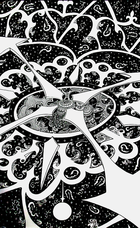 Black And White Drawing - Chaos Theory by Red Gevhere