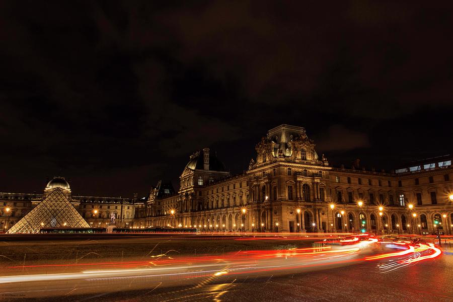 Chaotic Light Trails At The Louvre  Photograph by Hany J