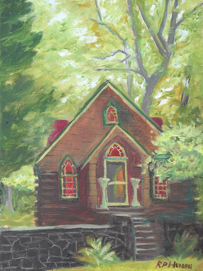 Chapel at Camp Massapequa Painting by Robert P Hedden