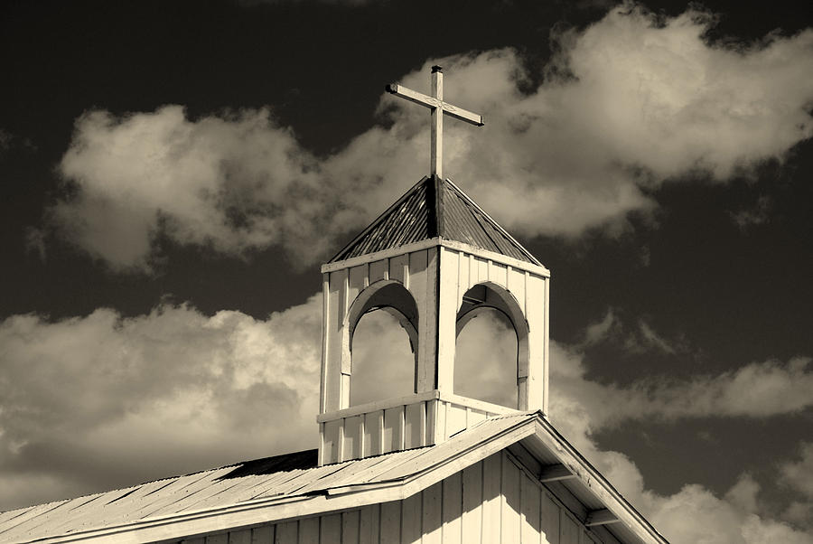 Black And White Photograph - Chapel in Old Tuscon Arizona by Susanne Van Hulst