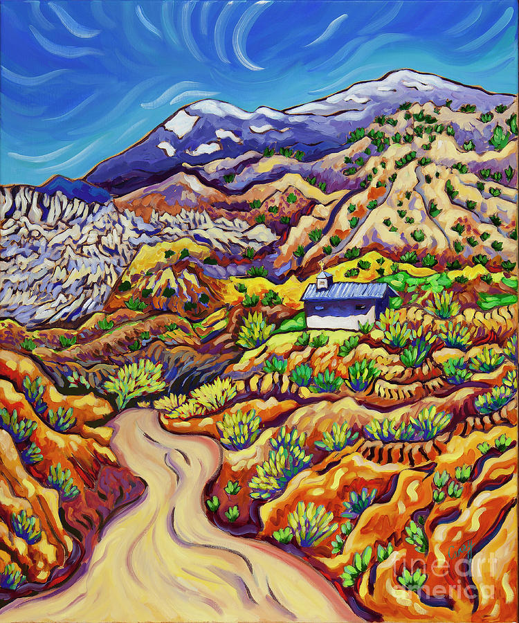 Chapel in the Hills Painting by Cathy Carey