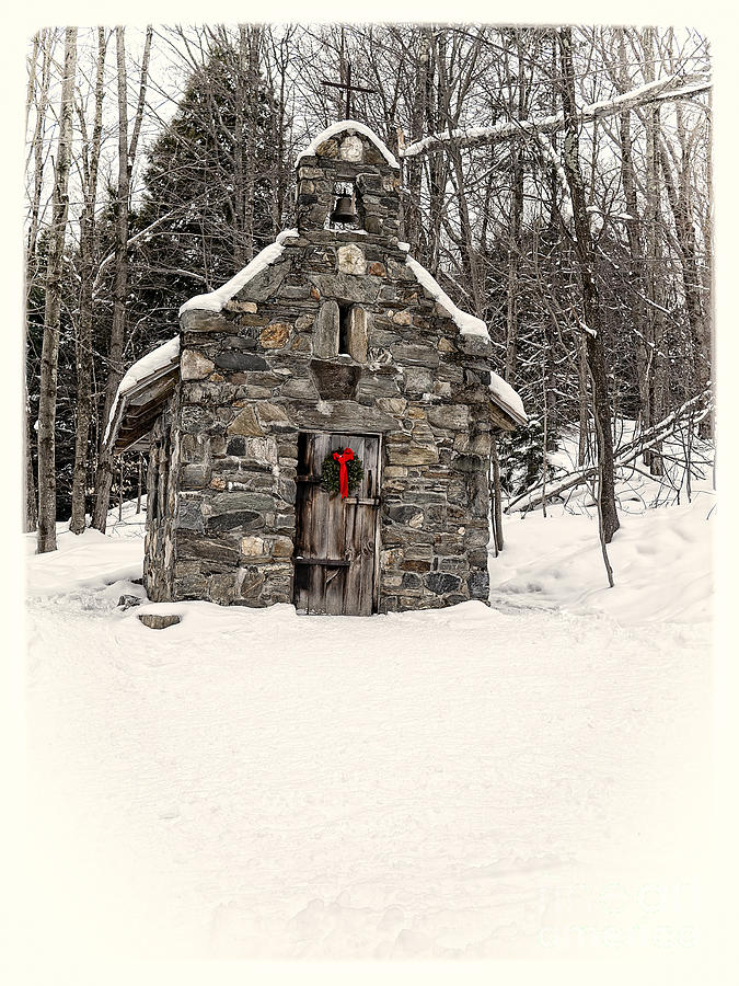 Christmas Photograph - Chapel in the Woods Stowe Vermont by Edward Fielding