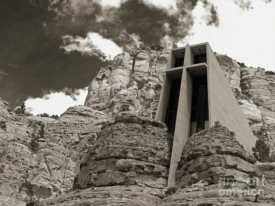 Chapel of the Holy Cross BW Photograph by Kelly Holm