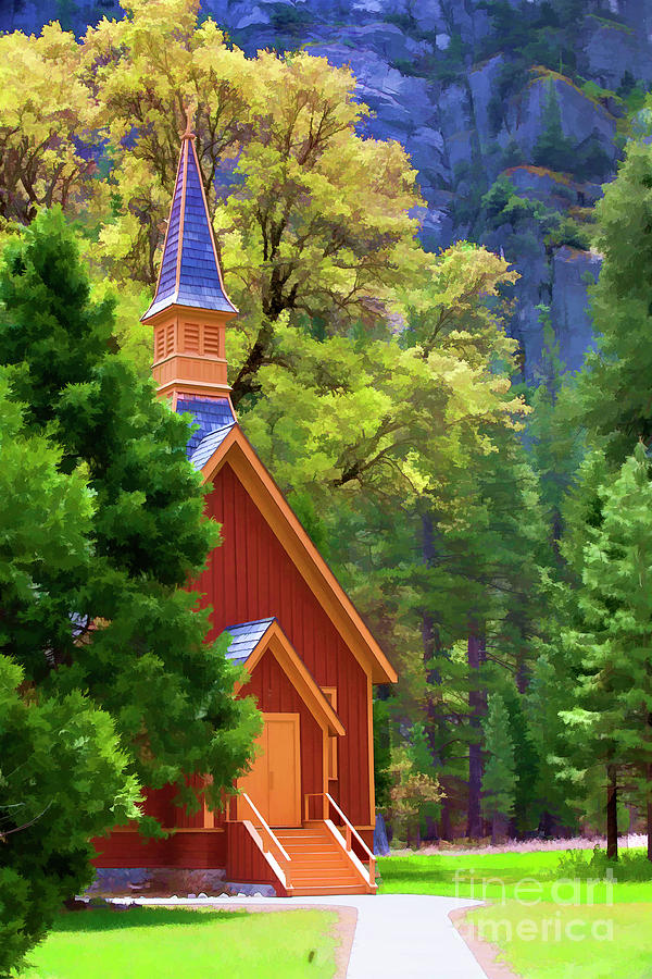 Chapel Yosemite National Park Paint  Photograph by Chuck Kuhn