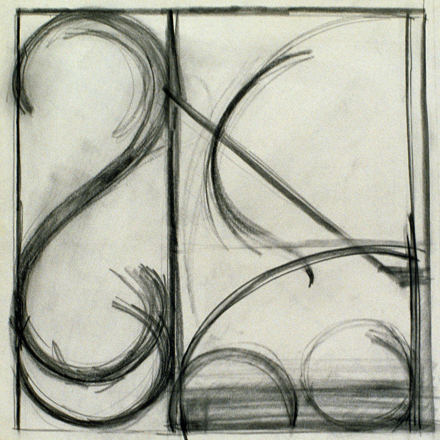 Abstract Drawing - Charcoal Arc Drawing 2 by Ruth Sharton
