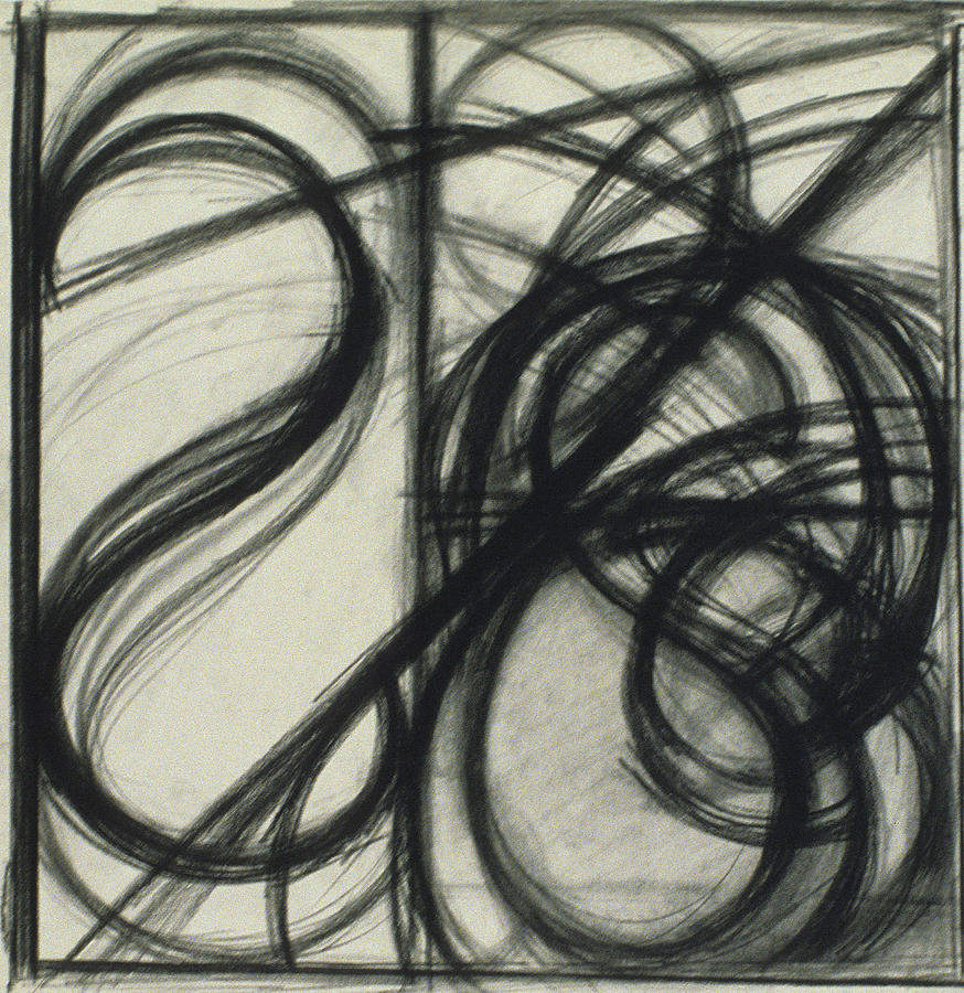 Abstract Charcoal Painting - Charcoal Arc Drawing 7 by Ruth Sharton
