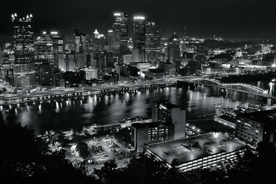 Charcoal Night Lights in Pittsburgh Photograph by Frozen in Time Fine Art Photography