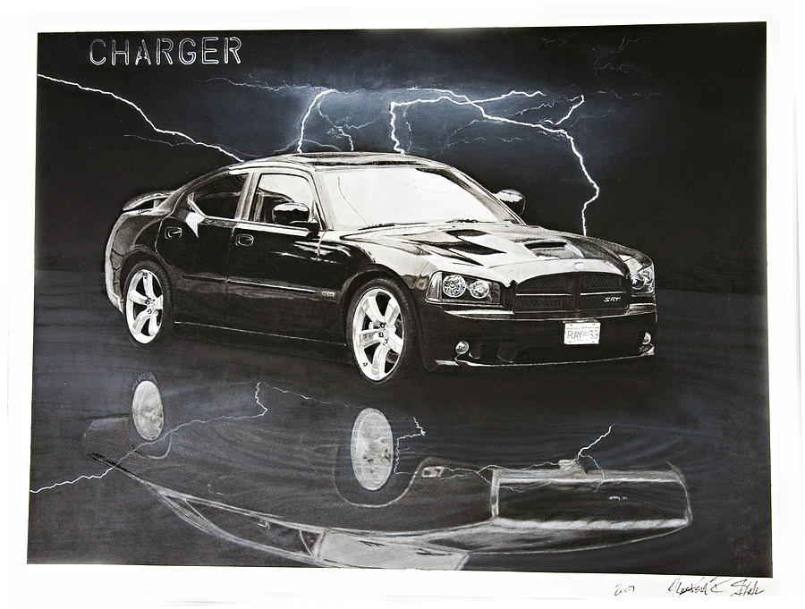 Charcoal Painting - Charger by Raymond Potts Charcoal Painting - Charger by Raymond Potts