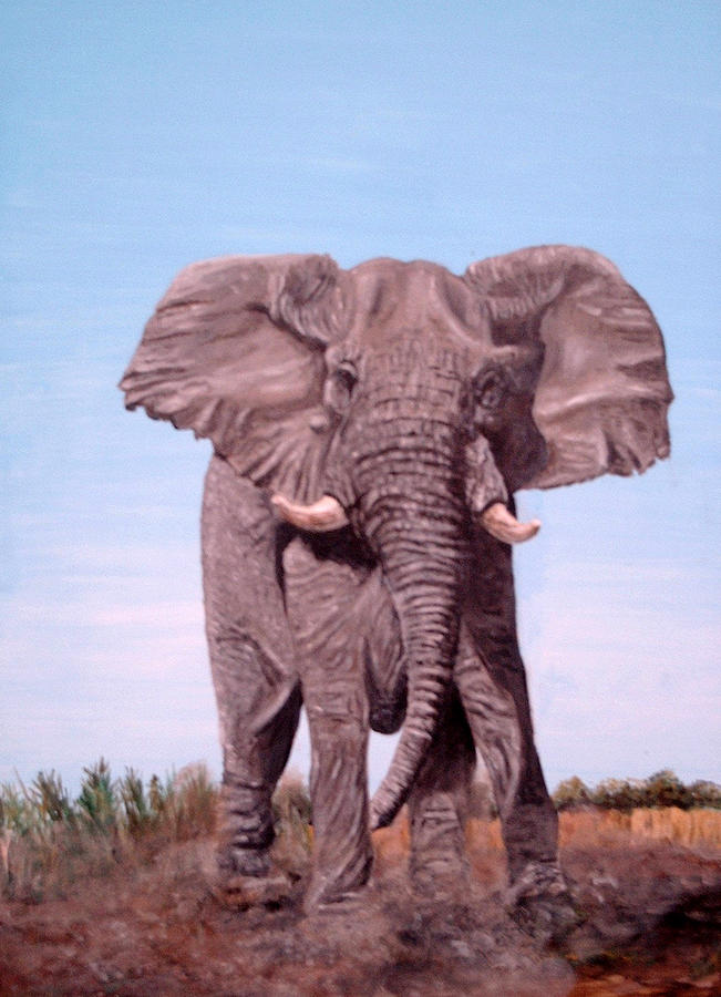 Charging Elephant Painting by Mackenzie Moulton