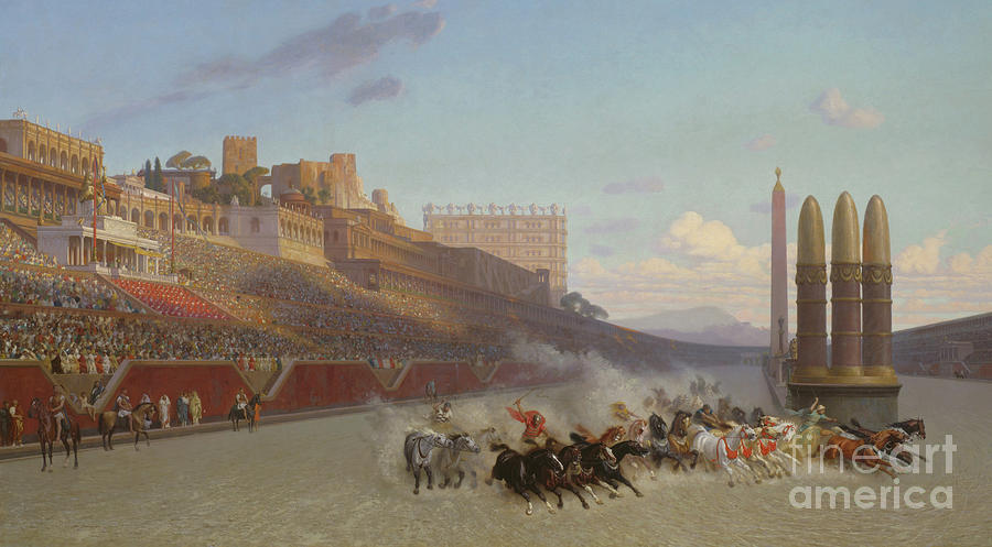 Jean Leon Gerome Painting - Chariot Race by Jean Leon Gerome