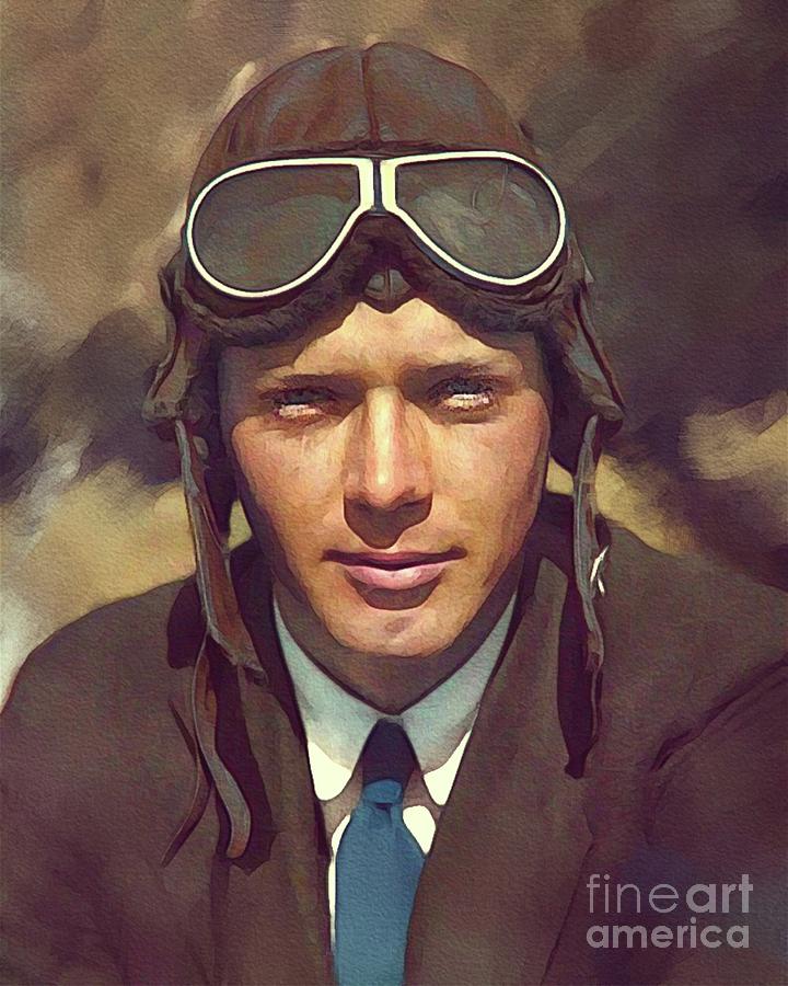 Eagle Painting - Charles Augustus Lindbergh, Aviator by Esoterica Art Agency
