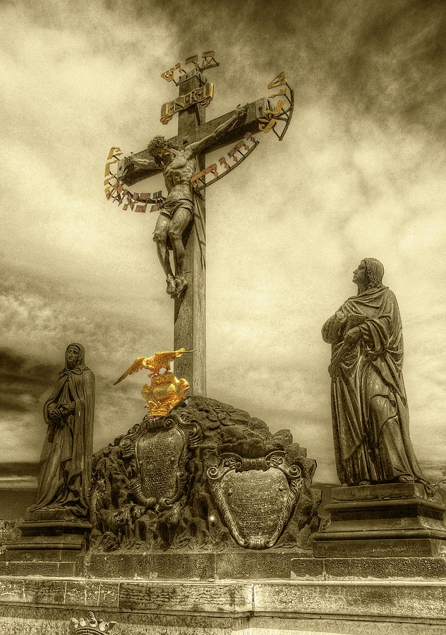 Charles Bridge Crucifix  Photograph by Michael Kirk