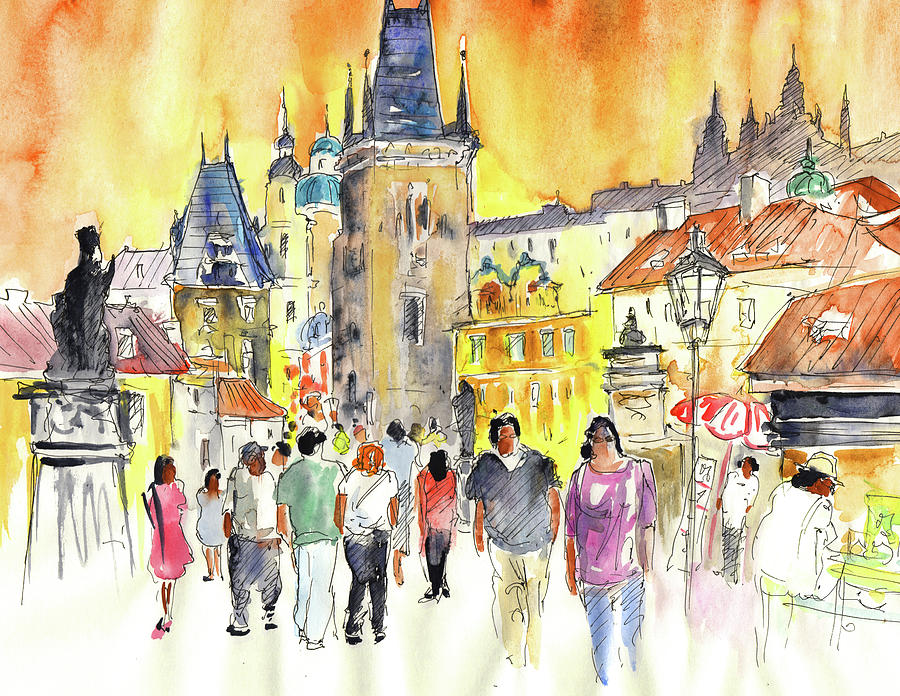 Impressionism Painting - Charles Bridge in Prague in The Czech Republic by Miki De Goodaboom