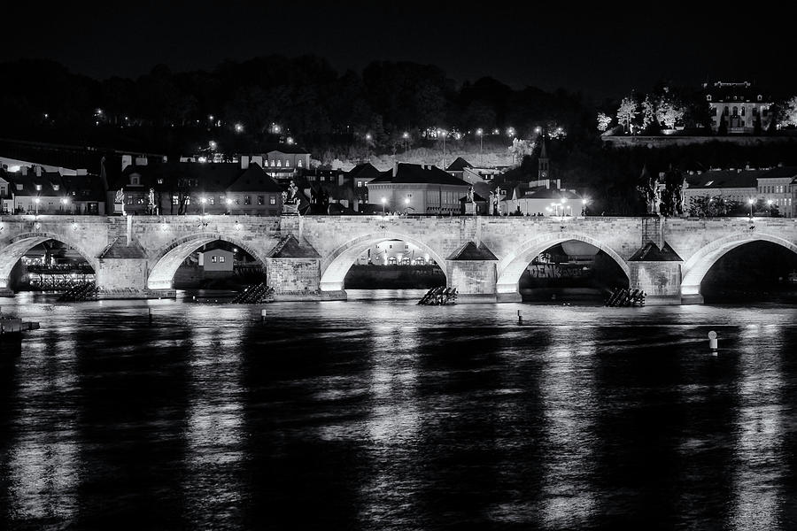 Charles Bridge Prague Night Photograph by Joan Carroll