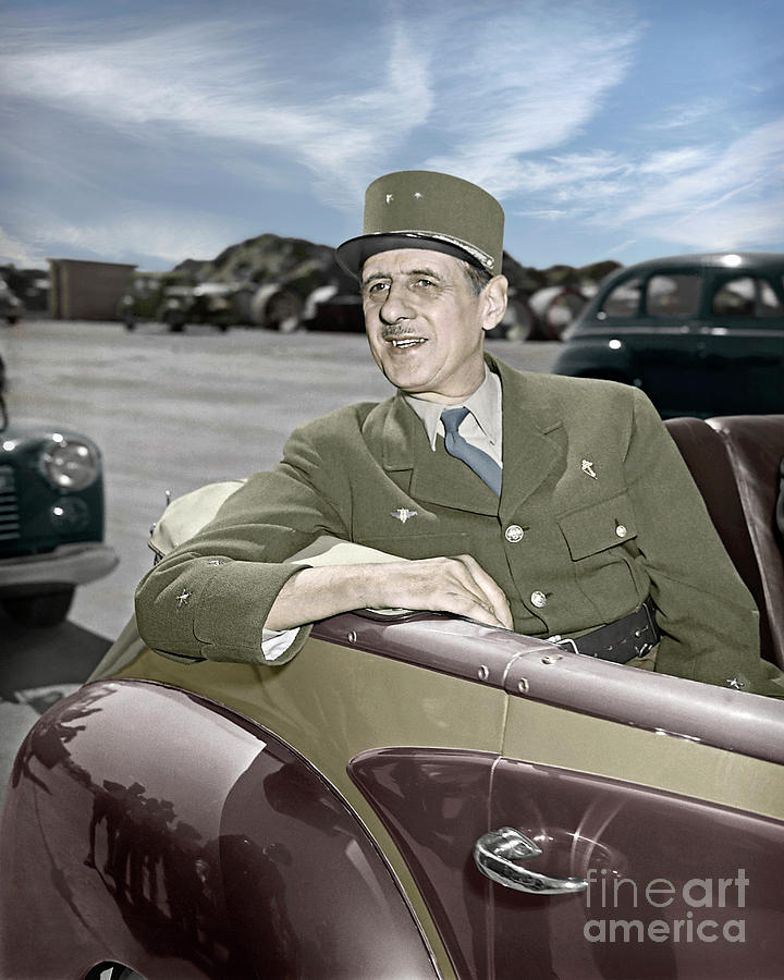 Charles de Gaulle of France in New York Photograph by Martin Konopacki Restoration