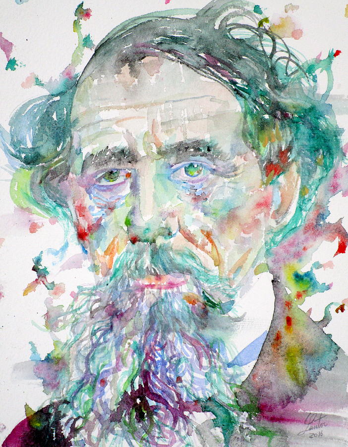 CHARLES DICKENS - watercolor portrait.3 Painting by Fabrizio Cassetta
