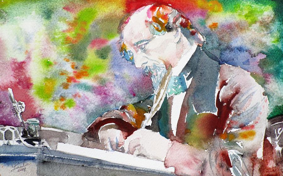 CHARLES DICKENS - watercolor portrait.5 Painting by Fabrizio Cassetta
