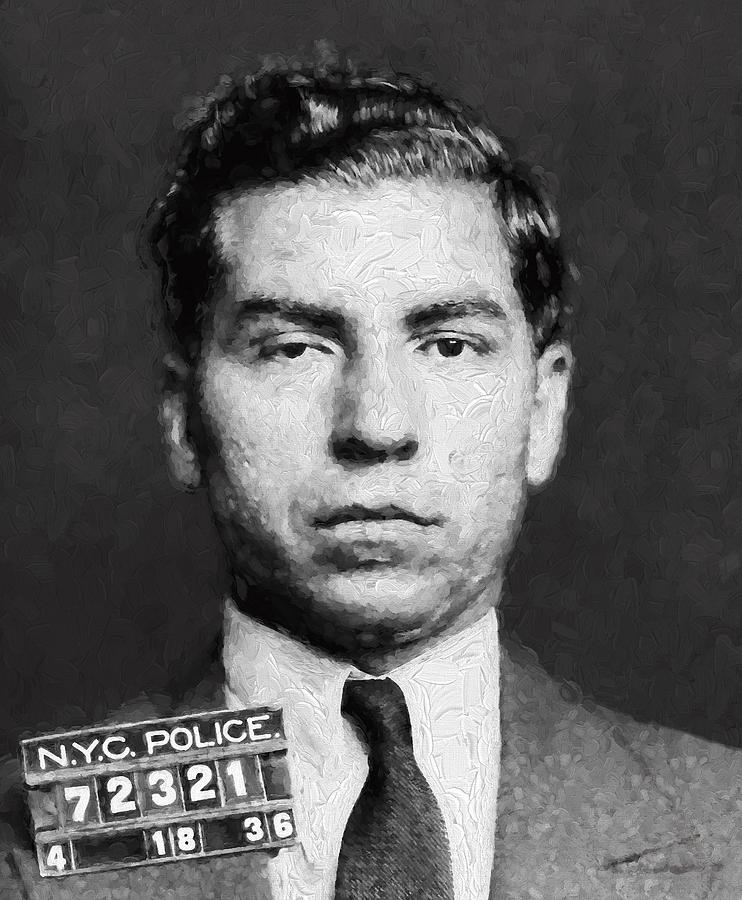 Charles Lucky Luciano Mugshot Painterly Digital Art by Daniel Hagerman