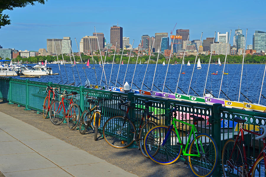 Charles River Colorful Bikes and Boats Photograph by Toby McGuire