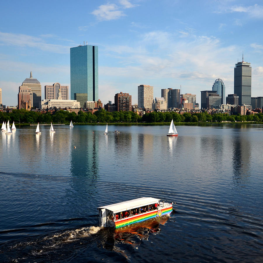 Charles River Four Seasons Summer Rainbow Duck Boat Photograph by Toby McGuire
