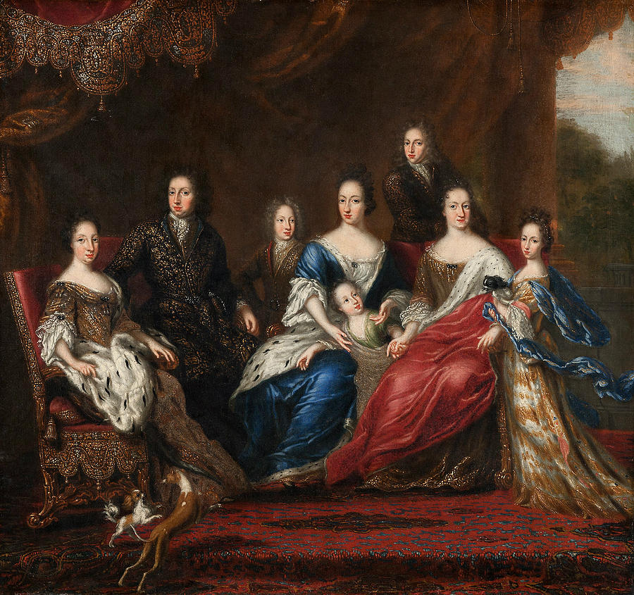 Charles XIs family with relatives from the duchy Holstein-Gottorp Painting by David Klocker Ehrenstrahl
