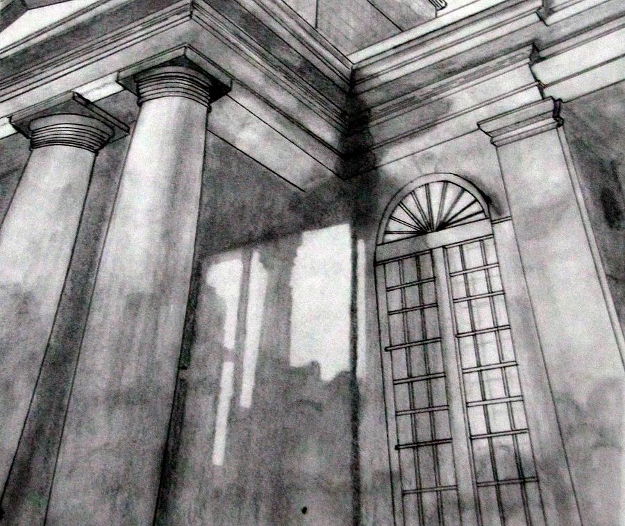 Greek Drawing - Charleston Building Sketch by Jason Moore