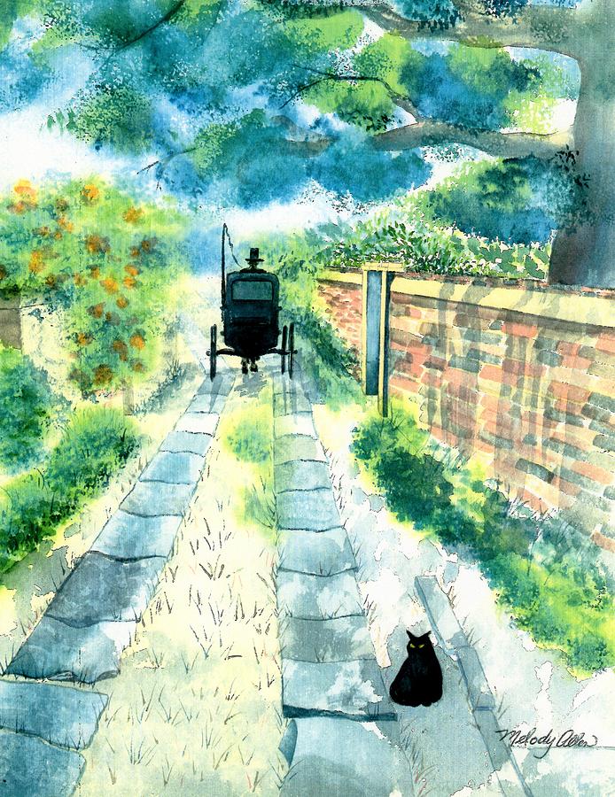 Cat Painting - Charleston Carriage Path by Melody Allen