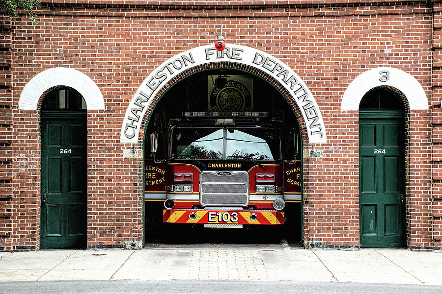Charleston Fire Department Central Station, Engine 103 Photograph by Sharon McConnell