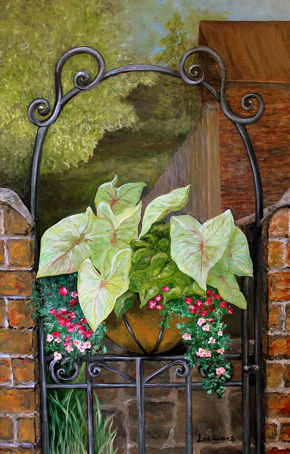Landscape Painting - Charleston Garden Gate by Lisa Graves