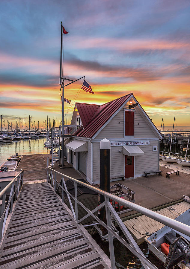 Charleston Harbor Marina Boathouse Photograph by Donnie Whitaker