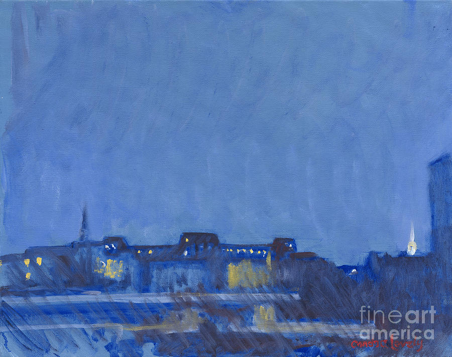 Charleston Night Skyline Painting by Candace Lovely