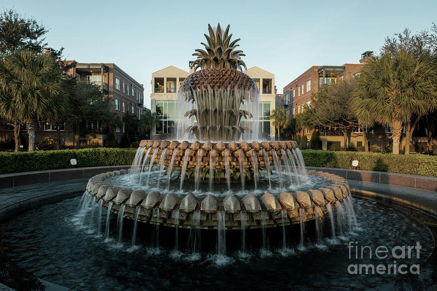 Charleston Pineapple Fountain Charm Photograph by Dale Powell