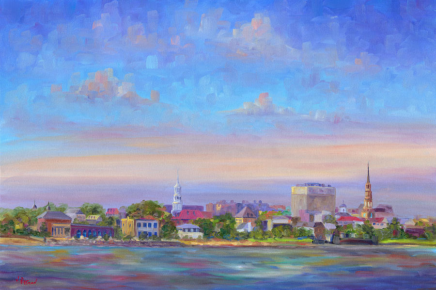 Battery Painting - Charleston Skyline by Jeff Pittman