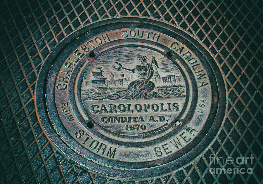 Charleston Storm Sewer Man Hole Cover Photograph by Dale Powell