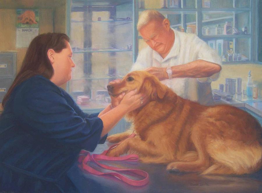 Charlie Painting - Charlie and the Vet by Diane Caudle Charlie Painting - Charlie and the Vet by Diane Caudle