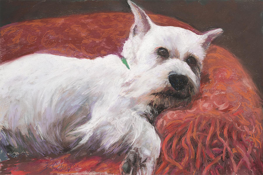 White Dog Painting - Charlie by Billie Colson
