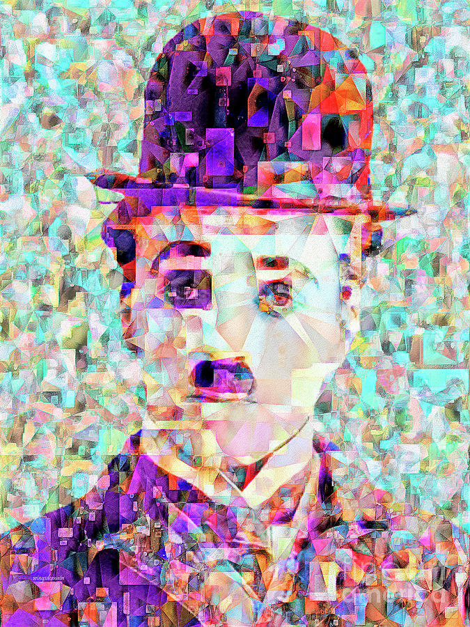 Abstract Photograph - Charlie Chaplin The Tramp in Abstract Cubism 20170403 by Wingsdomain Art and Photography