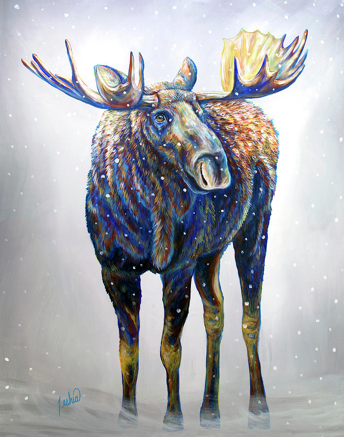 Moose Painting - Charlie by Teshia Art