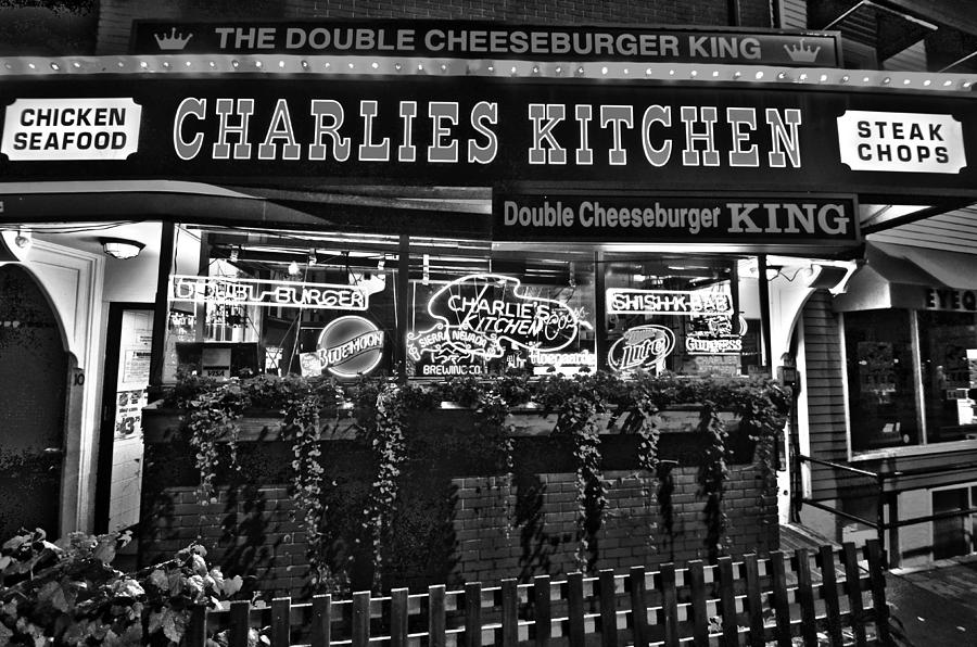 Cambridge Photograph - Charlies Kitchen in Harvard Square Black and White by Toby McGuire