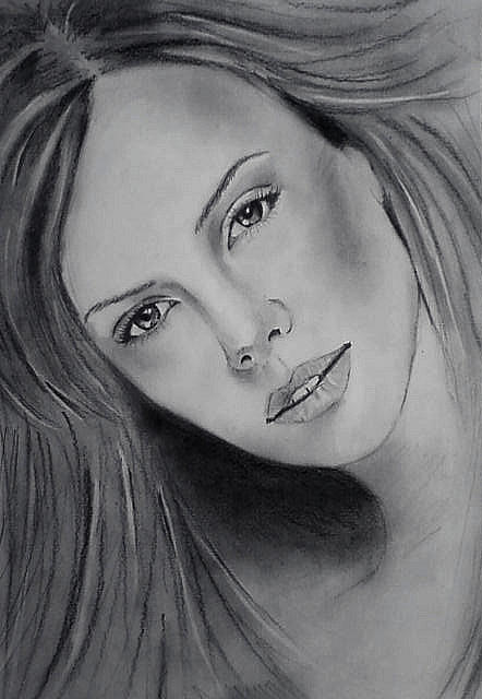 Charlize Thernon Drawing by Angela Moore