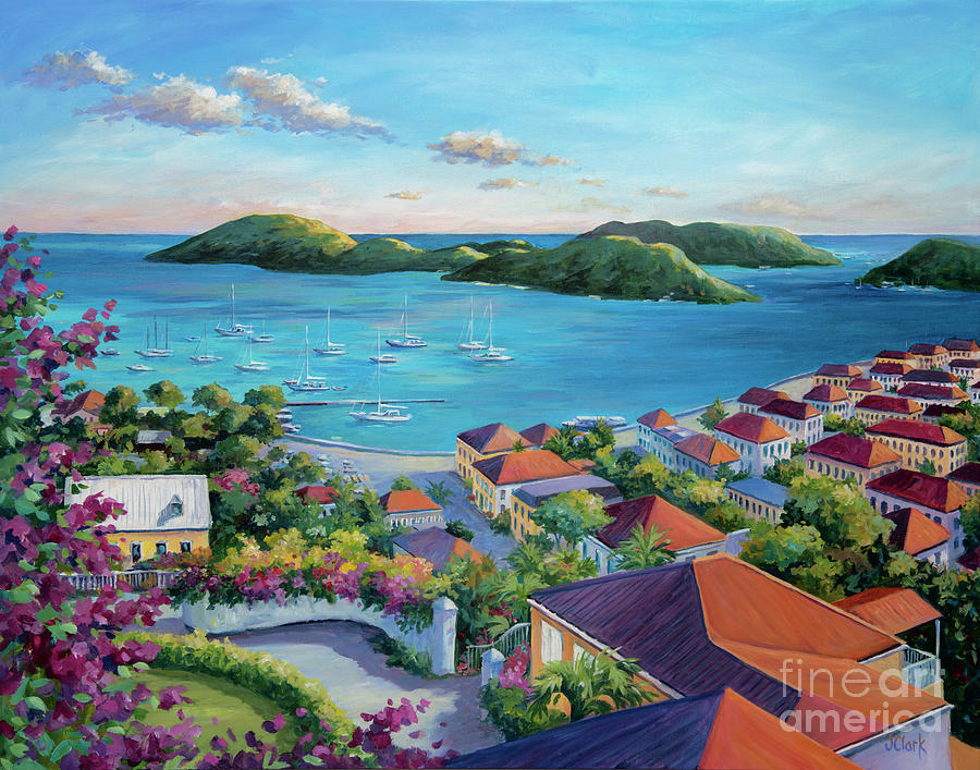 Caribbean Painting - Charlotte Amalie Bay by John Clark