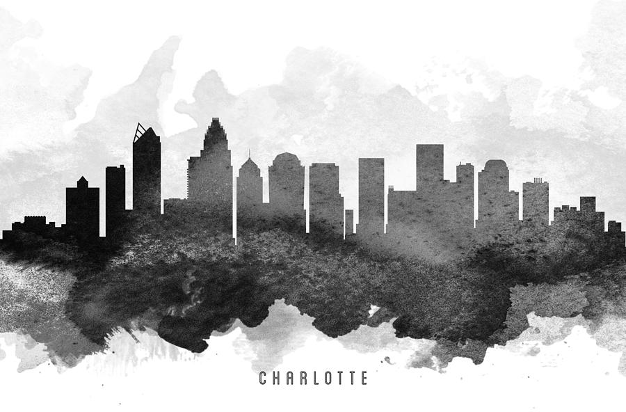 Charlotte Cityscape 11 Painting By Aged Pixel